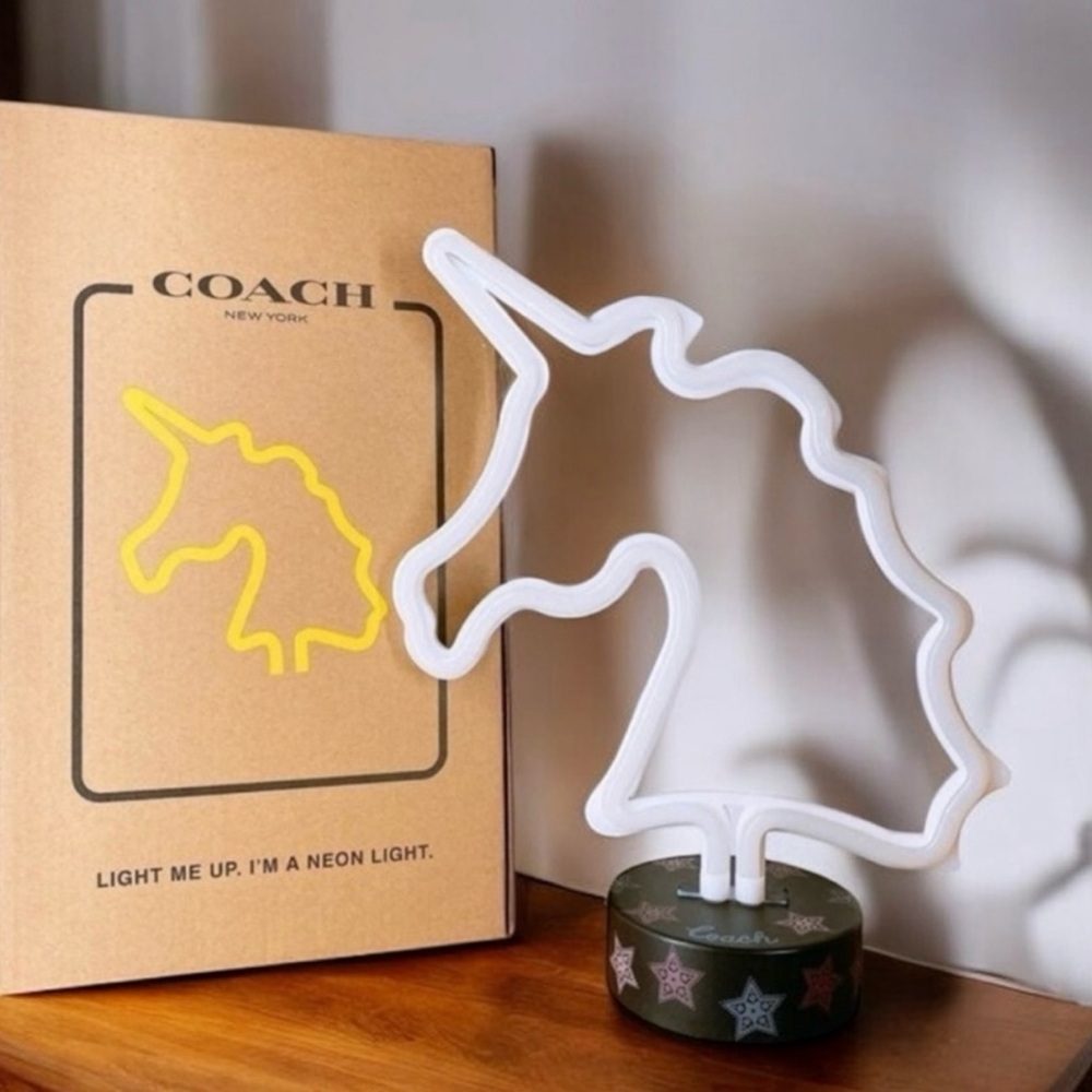Coach White Unicorn Neon Light